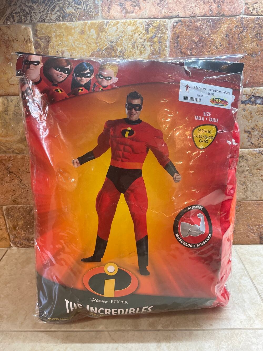 Disney Pixar Mr. Incredible Costume Deluxe Muscle Men L/XL 42-46 Halloween